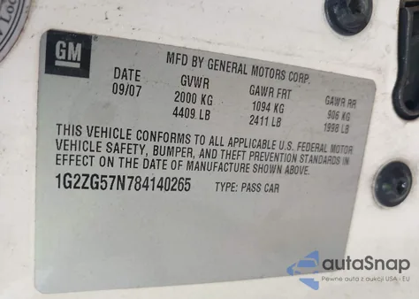 2008 Pontiac G6 из США, поврежденный, VIN 1G2ZG57N784140265